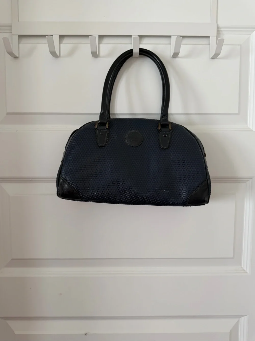 Liz Claiborne Vintage Navy and Black Dome Satchel